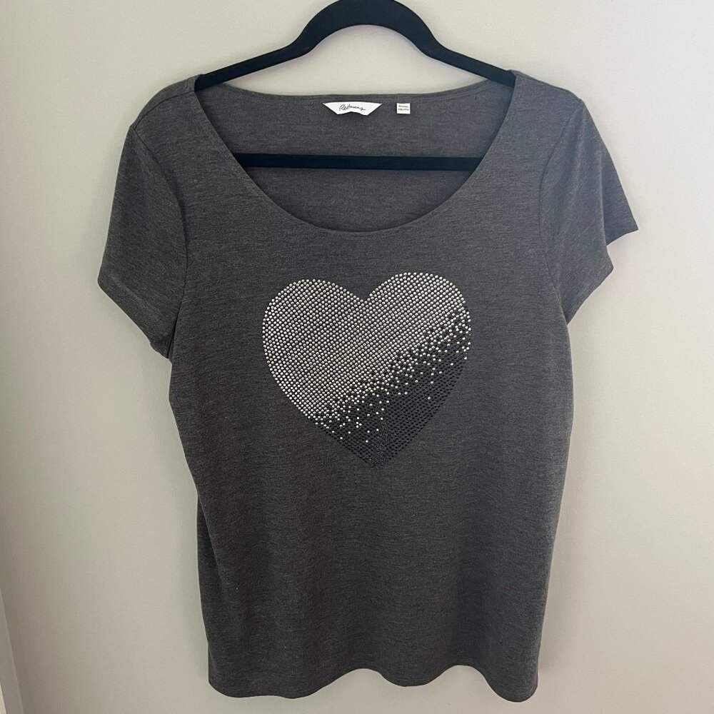 Reitmans Jeweled Heart Tee, Size XXL Petite
